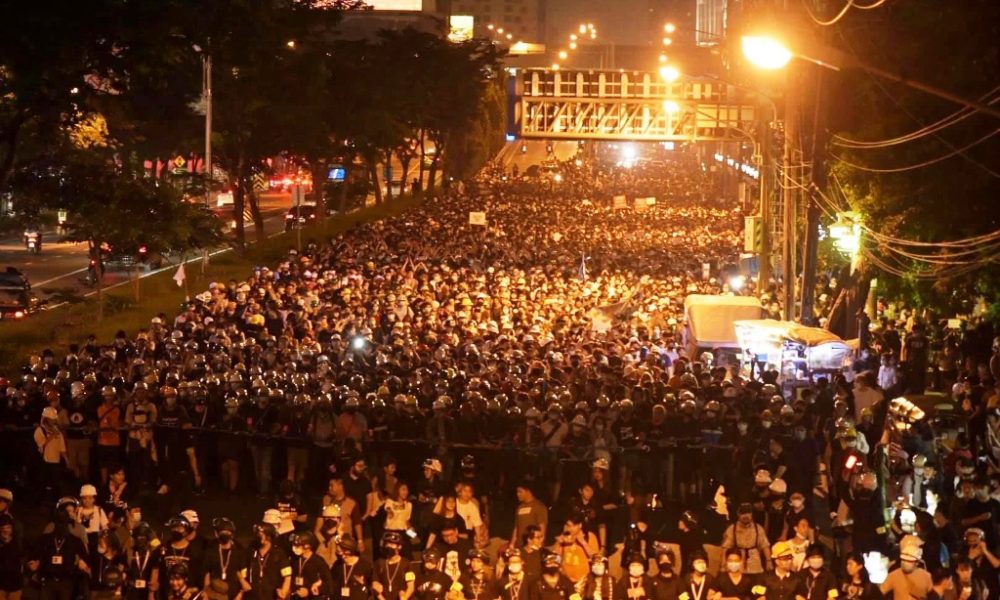 Anti-Government Protesters March on the German Embassy in Bangkok