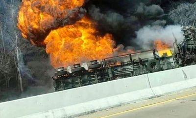 Fuel Tanker Overturns and Burst into Flames in Northern Thailand