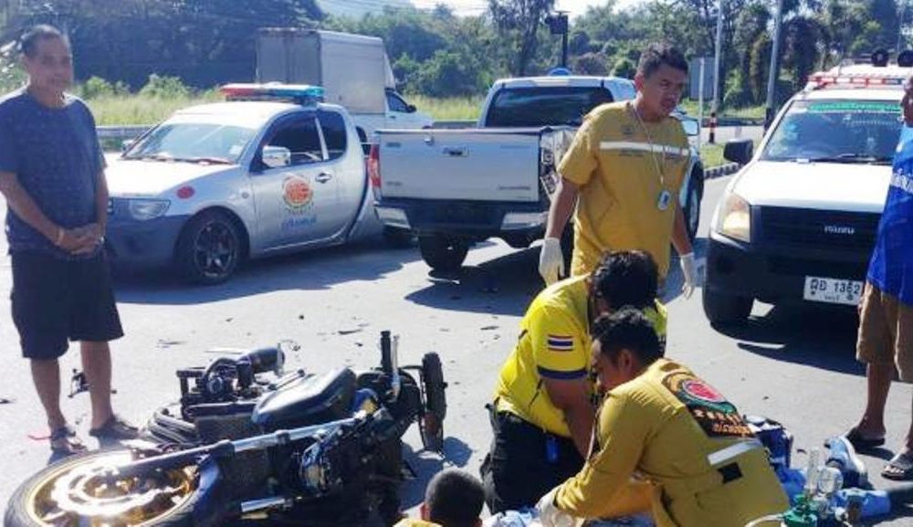 Thailand,Speeding Teen Motorcyclist Hits an Kills Elderly Monk Receiving Food