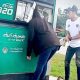 Woman Gets Head Trapped in Display Box from Motorcycle Accident