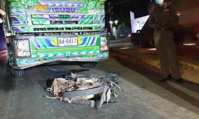 Motorcycle, Motorcyclist Hit by Pickup then Run Over by 2 Trailer Trucks