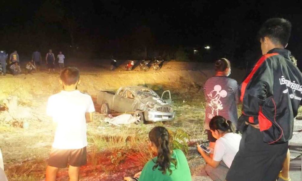 Driver Killed After Pickup Crashes and Overturns n Central Thailand