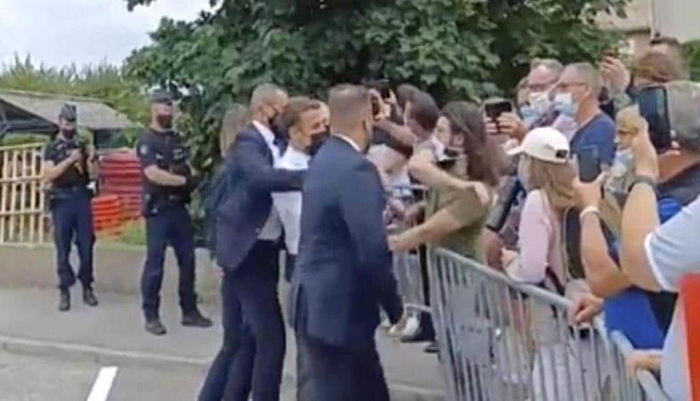 French President Macron Gets Bitch Slapped by Angry Bystander