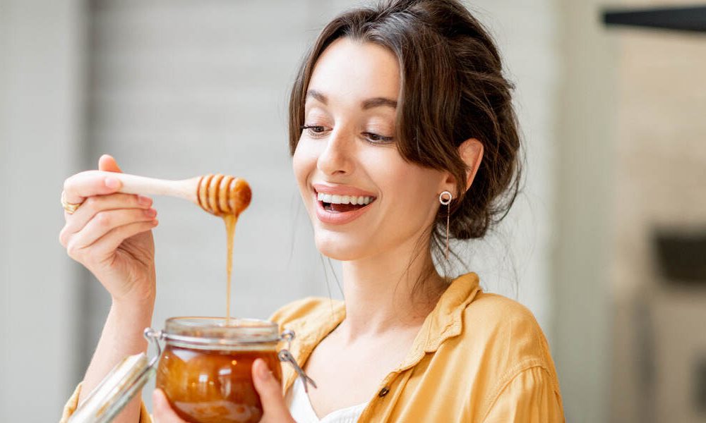 eating honey