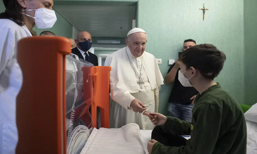 Pope Francis Visits Ukrainian Refugee Children In Rome Hospital