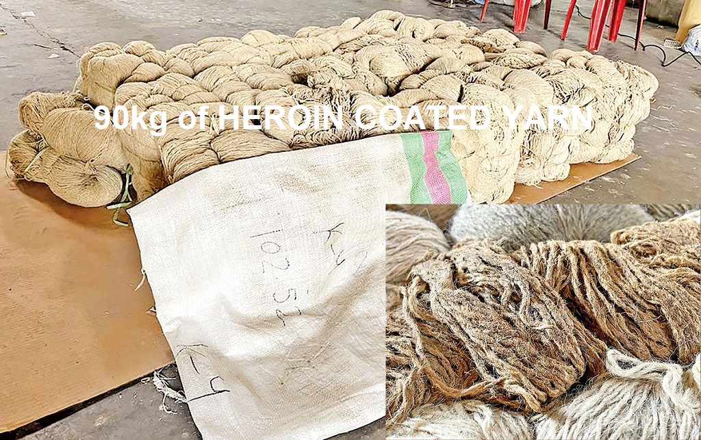 Heroin Soaked Yarn Worth US$58Million Seized in India