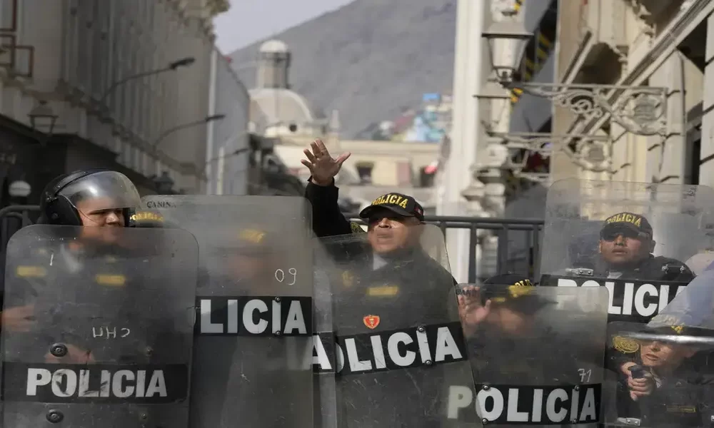 Peruvian Police Use Tear Gas To Block Protesters