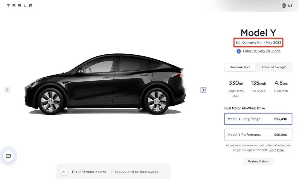 Tesla Model Y Long Range Delivery Estimate Has Been Revised To March-May 2023