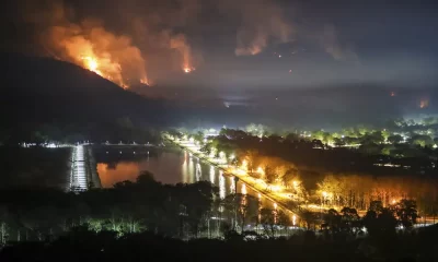 Massive Forest Fire Engulfs 2 Mountain Tops in Central Thailand