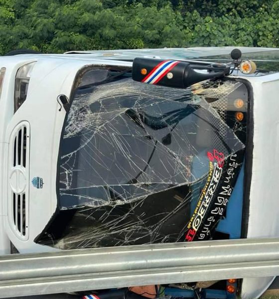 Tour Bus Crashes and Overturns in Phuket