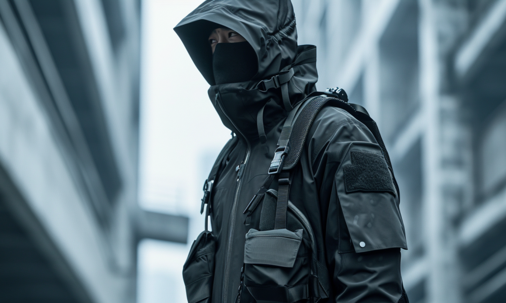 man wearing techwear outfit