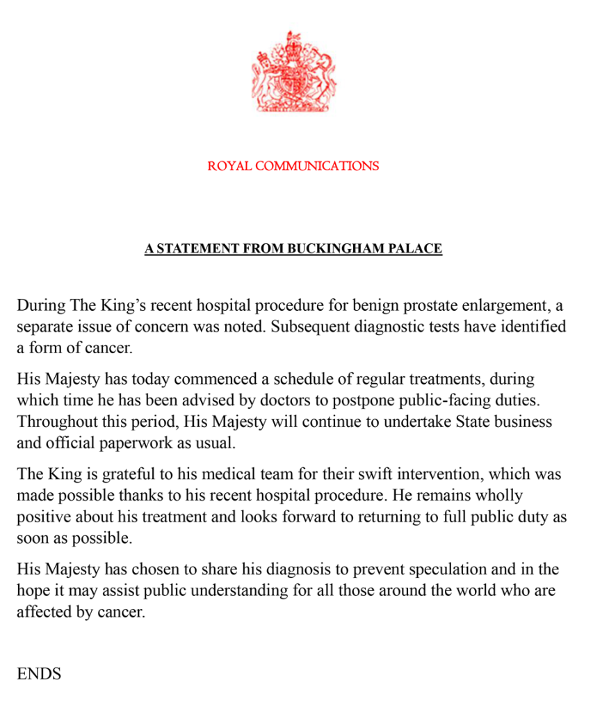 King Charles III Diagnosed With Cancer