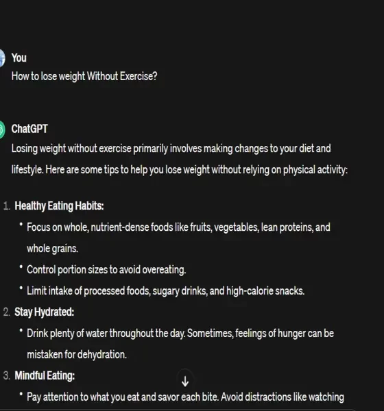 We asked Chatgpt How to Lose Weight Without Exercise