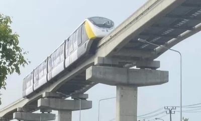 Yellow Line Electric Train Parts Fall in Bangkok