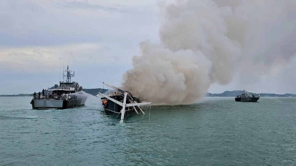 Obsession II on fire in Phuket
